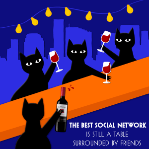 cats around a table drinking